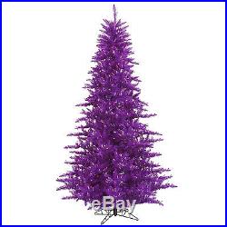 6.5' ft x 46 Purple Fir Artificial Holiday Christmas Tree withMulti-Color Lights