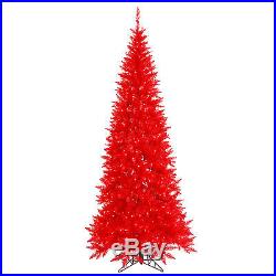 6.5' x 34 Pre-Lit Red Fir Artificial Holiday & Christmas Tree withRed Lights