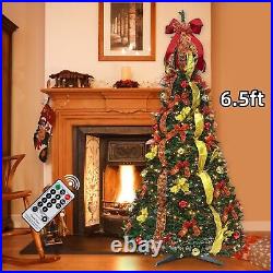 6.5ft Pop up Christmas Tree Prelit Pull up Christmas Tree with Light Party Decor