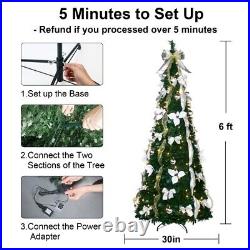 6/6.5FT Pull up Christmas Tree Prelit with 200 LED Lights for Xmas Holiday Decor