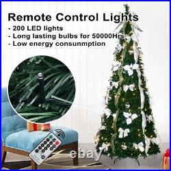 6/6.5FT Pull up Christmas Tree Prelit with 200 LED Lights for Xmas Holiday Decor
