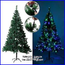 6/7Ft Pre-Lit Artificial Christmas Tree Hinged with 350 LED Lights & Stand Green