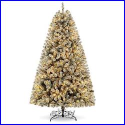 6/7.5′ Prelit Artificial Christmas Tree withLights Snow Flocked Holiday Decoration