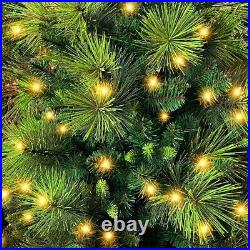 6/7.5ft Pre-Lit Christmas Tree with PE & PVC Branch Tips & Foldable Stand for Xmas