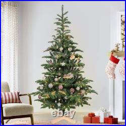 6/7/8FT Prelit Artificial Christmas Tree Realistic Spruce Tree With Wooden Stand