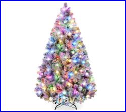 6/7/9 ft Pre-Lit Christmas Pine Tree with Flocked Branches, 250 Multicolored Lights