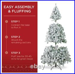 6/7/9 ft Pre-Lit Christmas Pine Tree with Flocked Branches, 250 Multicolored Lights
