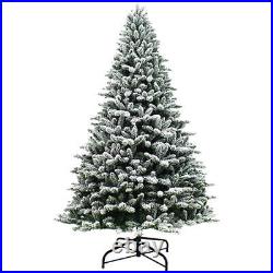 6-8FT Snow Flocked Christmas Tree, Artificial Xmas Tree
