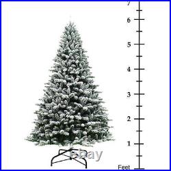 6-8FT Snow Flocked Christmas Tree, Artificial Xmas Tree