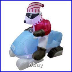 6′ Airblown Animated Inflatable Polar Bear Driving Snow Mobile