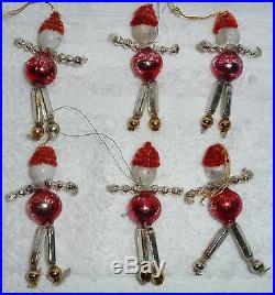 6 Antique Victorian 1890s Mercury Glass Christmas Tree Decorations Boxed A56