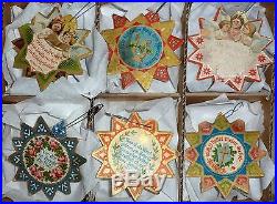 6 Antique Victorian Religious German Jewish Christmas Tree Decorations Boxed L67