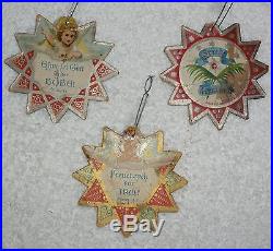 6 Antique Victorian Religious German Jewish Christmas Tree Decorations Boxed L67
