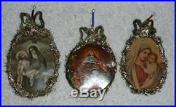 6 Antique Victorian Religious Icon Christmas Tree Decorations Boxed L66