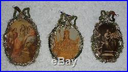 6 Antique Victorian Religious Icon Christmas Tree Decorations Boxed L66