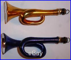 6 Boxed Vintage Mercury Glass Trumpet Horn Tuba Christmas Tree Decorations L4