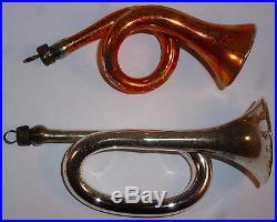 6 Boxed Vintage Mercury Glass Trumpet Horn Tuba Christmas Tree Decorations L4