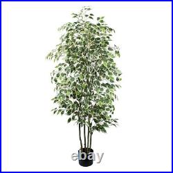6 FT Artificial Ficus Tree 600 Leaves Faux Plants Indoor Tall with Black Pot 6 FT Artificial Ficus Tree 600 Leaves Faux Plants Indoor Tall with Black Pot