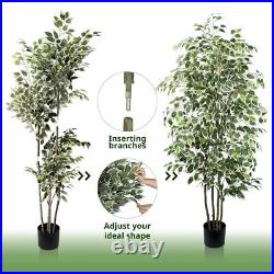 6 FT Artificial Ficus Tree 600 Leaves Faux Plants Indoor Tall with Black Pot 6 FT Artificial Ficus Tree 600 Leaves Faux Plants Indoor Tall with Black Pot