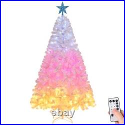 6 FT Pre-lit Artificial Christmas Tree, Xmas Tree Hinged Branches with 300 Cold