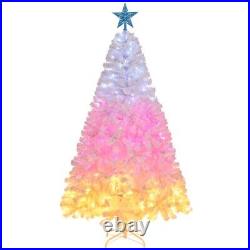 6 FT Pre-lit Artificial Christmas Tree, Xmas Tree Hinged Branches with 300 Cold
