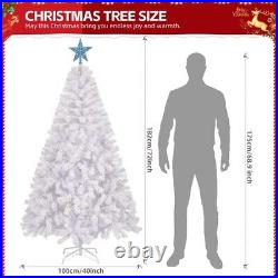 6 FT Pre-lit Artificial Christmas Tree, Xmas Tree Hinged Branches with 300 Cold