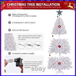 6 FT Pre-lit Artificial Christmas Tree, Xmas Tree Hinged Branches with 300 Cold