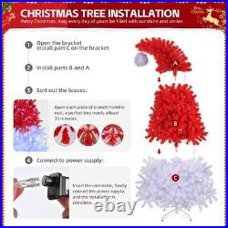 6 FT Santa Hat Style Pre-lit Christmas Tree, Hinged Artificial Xmas Tree