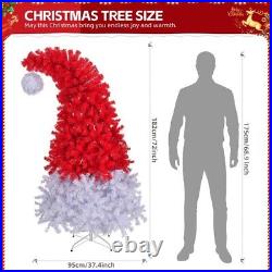 6 FT Santa Hat Style Pre-lit Christmas Tree, Hinged Artificial Xmas Tree