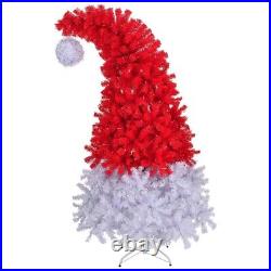 6 FT Santa Hat Style Pre-lit Christmas Tree, Hinged Artificial Xmas Tree