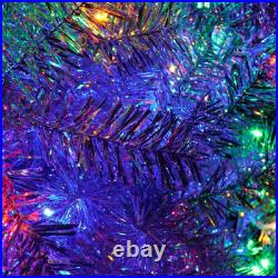 6 FT White Christmas Tree with 300 Colorful LED Lights Bent Top With Gold Star
