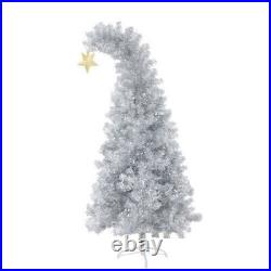 6 FT White Christmas Tree with 300 Colorful LED Lights Bent Top With Gold Star