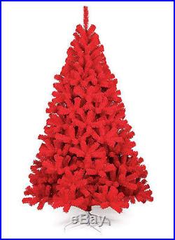 6 Foot Flock Red Artificial Christmas Tree Unlit