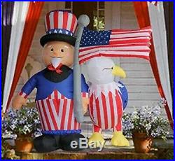 6 Foot Patriotic Airblown Inflatable Uncle Sam, Flag & Eagle 4th of July Yard