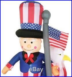 6 Foot Patriotic Airblown Inflatable Uncle Sam, Flag & Eagle 4th of July Yard
