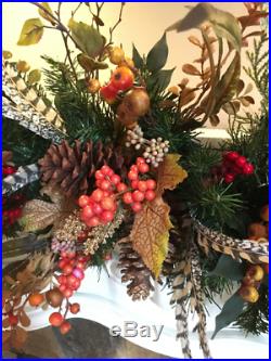6 Foot Thanksgiving/Fall Garland with Pumpkins, Natural Pine Cones and Berries