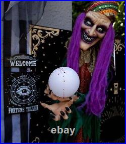 6-Ft Animated Talking Fortune Teller Halloween Decor Gypsy Witch Lit Eyes & Orb