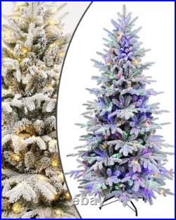 6 Ft Artificial Snow Flocked Christmas Tree Prelit & Multicolored Lights 9 Mode 6 Ft Artificial Snow Flocked Christmas Tree Prelit & Multicolored Lights 9 Mode