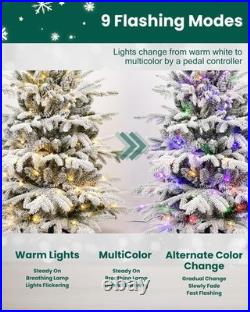 6 Ft Artificial Snow Flocked Christmas Tree Prelit & Multicolored Lights 9 Mode 6 Ft Artificial Snow Flocked Christmas Tree Prelit & Multicolored Lights 9 Mode