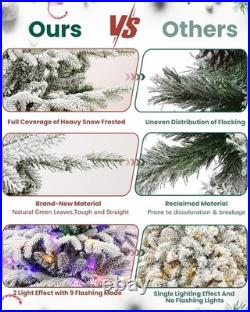 6 Ft Artificial Snow Flocked Christmas Tree Prelit & Multicolored Lights 9 Mode 6 Ft Artificial Snow Flocked Christmas Tree Prelit & Multicolored Lights 9 Mode