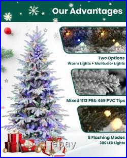 6 Ft Artificial Snow Flocked Christmas Tree Prelit & Multicolored Lights 9 Mode 6 Ft Artificial Snow Flocked Christmas Tree Prelit & Multicolored Lights 9 Mode