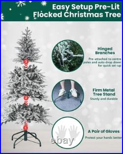 6 Ft Artificial Snow Flocked Christmas Tree Prelit & Multicolored Lights 9 Mode 6 Ft Artificial Snow Flocked Christmas Tree Prelit & Multicolored Lights 9 Mode