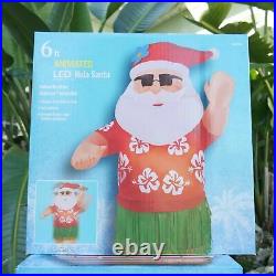 6 Ft Dancing Hula Santa LED Christmas Airblown Inflatable Boat Florida Tropical