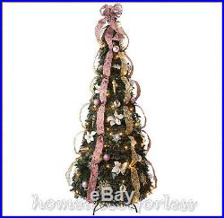 6 Ft. Fully Decorated VICTORIAN Pre-Lit Pull-Up Pop-Up Christmas Tree EASY SET