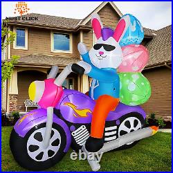 6 Ft Happy Easter Blow Up Outdoor Bunny On Motorcycle Eggs Inflatable Decoration