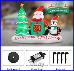 6 Ft Inflatable Christmas Count Down With Christmas Tree, Santa Claus & Penguin