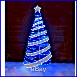 6 Ft LED Pop Up Blue & Silver Ribbon Christmas Tree Indoor Christmas Decoration
