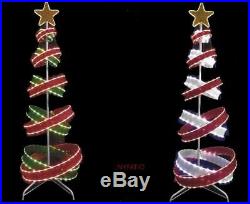 6 Ft Led Lighted Spiral Ribbon Outdoor Christmas Tree 562 Led Lights New