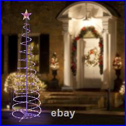 6 Ft Lighted Spiral Christmas Tree Light Multi Color 182 LED Yard Decor 2 Pack