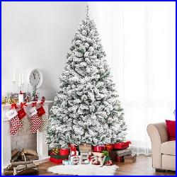 6 Ft Premium Snow Flocked Hinged Artificial Christmas Pine Tree Holiday Decor